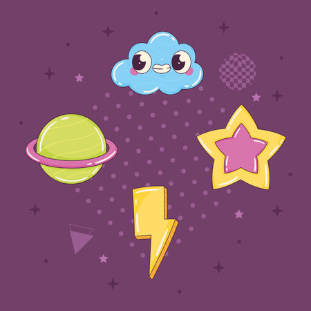 group of retro style iconsのイラスト素材