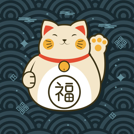 japanese cat saludatingのイラスト素材