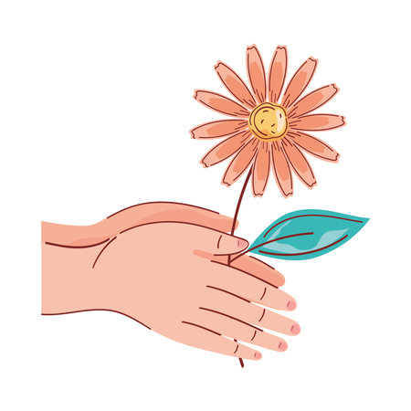 hands with flower gardenのイラスト素材