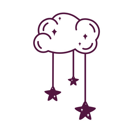 clouds hanging starsのイラスト素材