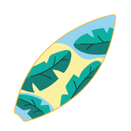 surfboard with tropical leafのイラスト素材