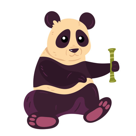 Cheerful panda eating bambooのイラスト素材