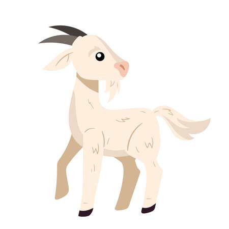 Cute farm goat standingのイラスト素材
