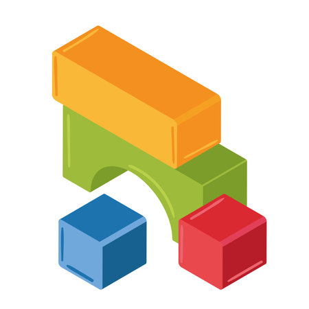 blocks in colorful wooden toyのイラスト素材
