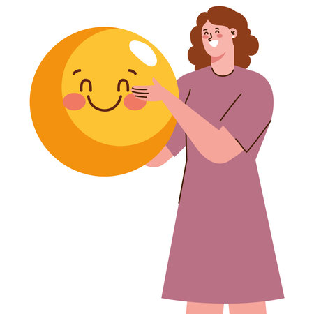woman with smile emojiのイラスト素材