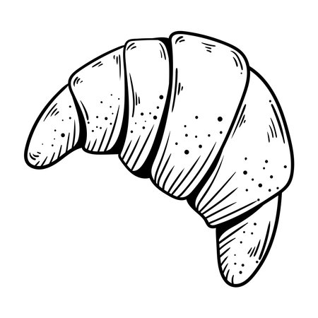 Fresh baked croissant hand drawnのイラスト素材