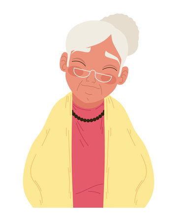 Smiling grandparent with yellow clothingのイラスト素材