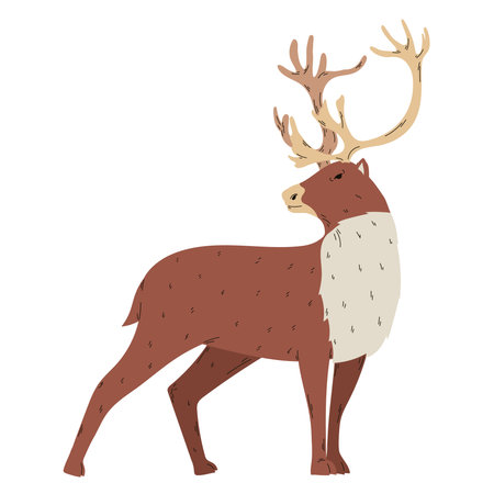 winter deer cute animal illustrationのイラスト素材