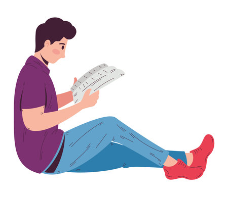 person sitting reading bookのイラスト素材