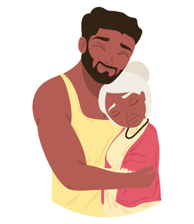 A smiling family embracingのイラスト素材