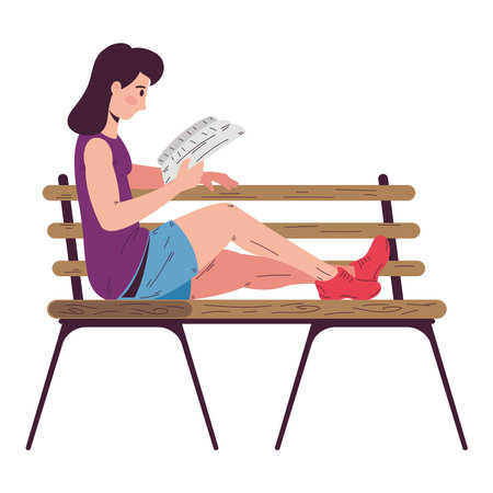 One person sitting on benchのイラスト素材