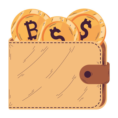 full wallet with golden coinsのイラスト素材