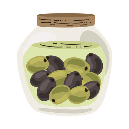Fresh organic olives on a jarのイラスト素材