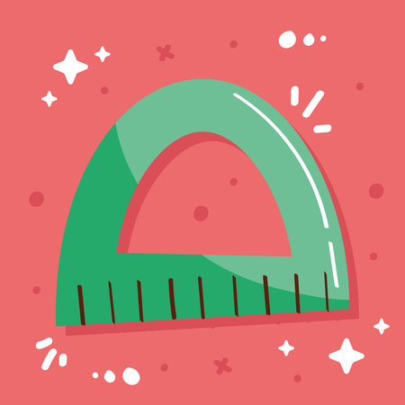 green protractor school supplyのイラスト素材