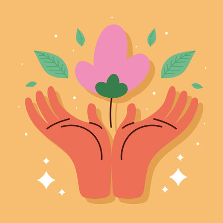 hands lifting flower gardenのイラスト素材