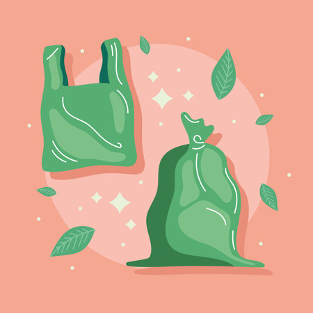 green eco friendly bagsのイラスト素材