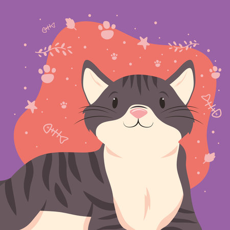 little cat lying with pawsのイラスト素材