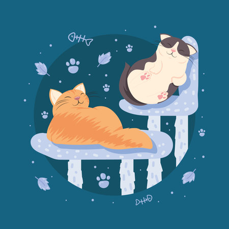 cute cats lyingのイラスト素材
