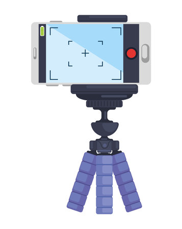 mobile phone on tripodのイラスト素材