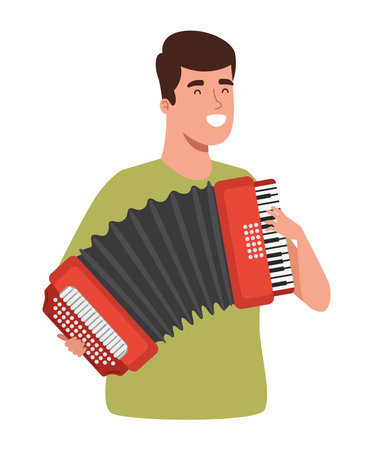 Musician playing an accordionのイラスト素材