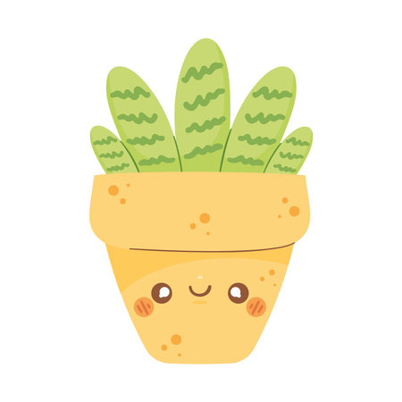 Orange kawaii plant potのイラスト素材