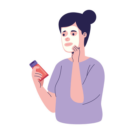 woman holding moisturizerのイラスト素材