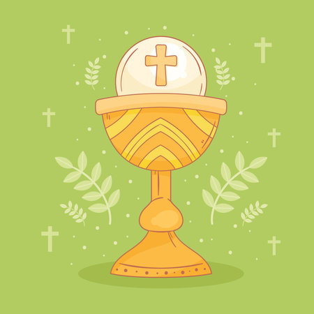 Celebration of Communion with bread and chaliceのイラスト素材