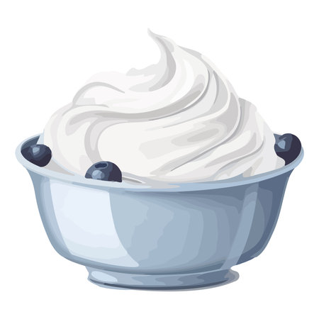Sweet dessert bowl with yogurt and fruitのイラスト素材