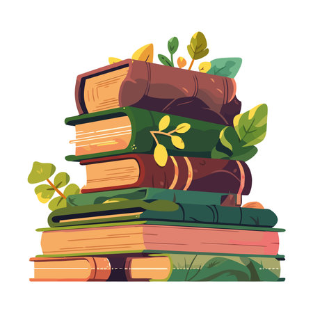 A green leaf backdrop for studying literatureのイラスト素材