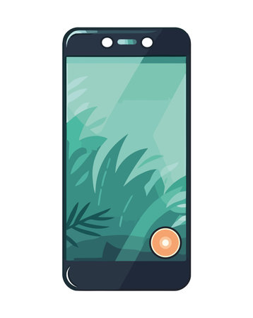 Modern smart phone icon with green leafのイラスト素材