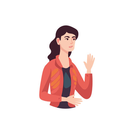 Smiling woman portrait, standing isolated flatのイラスト素材