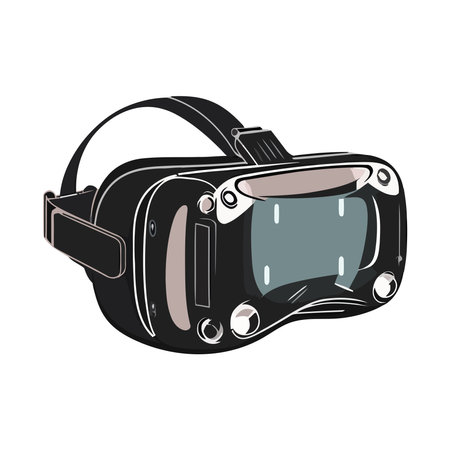 Futuristic goggles playing virtual reality video gameのイラスト素材