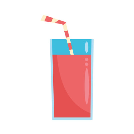 cocktail with fruit and drinking strawのイラスト素材