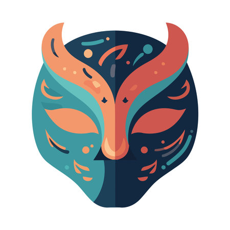 Spooky mask costume with cute cartoon characterのイラスト素材