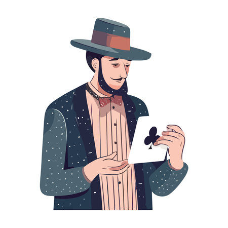 magician with poker cardのイラスト素材
