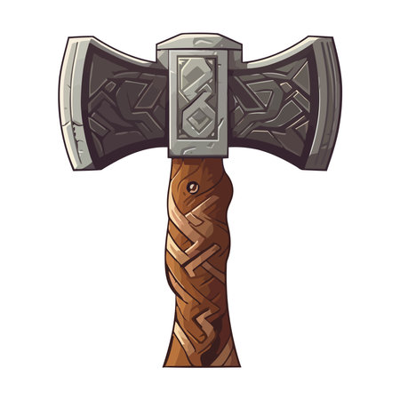 Ancient steel axe, sharp blade, heavy handleのイラスト素材