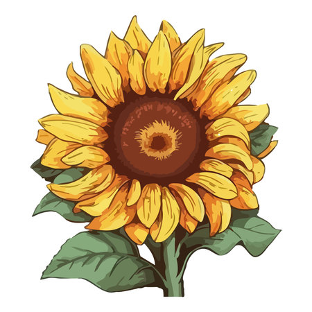 sunflower on white backgroundのイラスト素材