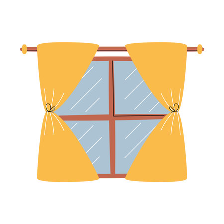 yellow curtains designのイラスト素材