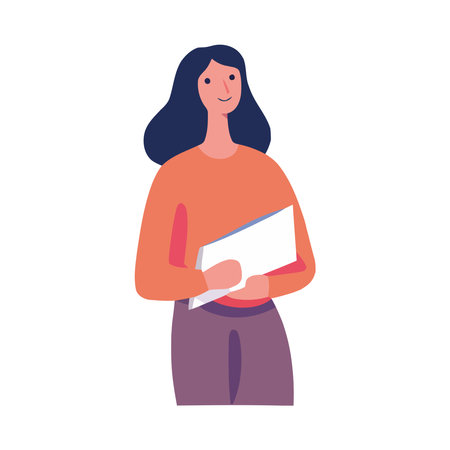 woman standing with bookのイラスト素材