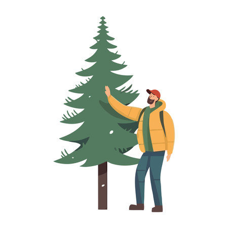 One person standing, smiling, holding a giftのイラスト素材