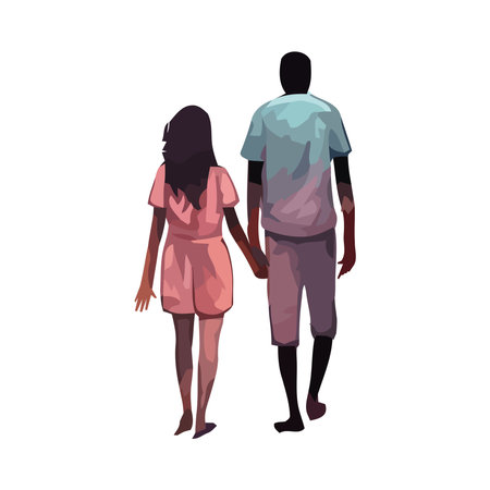 Silhouette couple walking togetherのイラスト素材