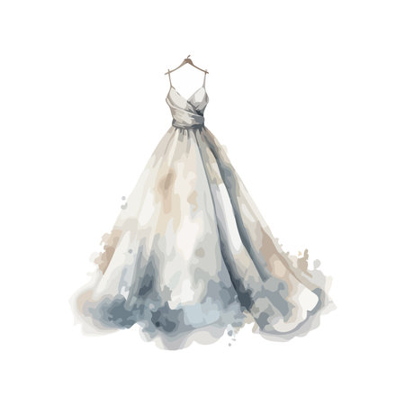 Bride dressed in luxurious satin wedding gownのイラスト素材