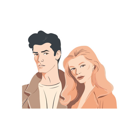 Young adults in love, smiling and happyのイラスト素材