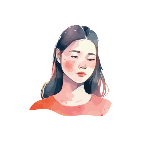 Smiling young adult female fashion model isolatedのイラスト素材