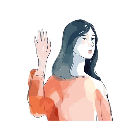 Abstract fashion model in orange dressのイラスト素材