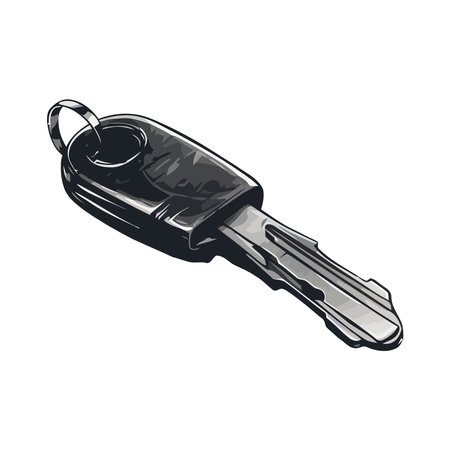 Metallic key unlocks car door for transportationのイラスト素材