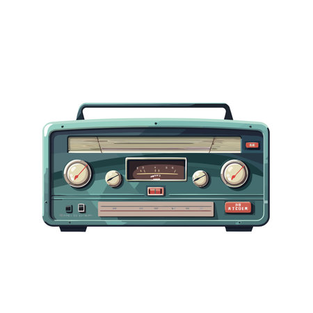 Old fashioned boom box playing analog audio cas teのイラスト素材