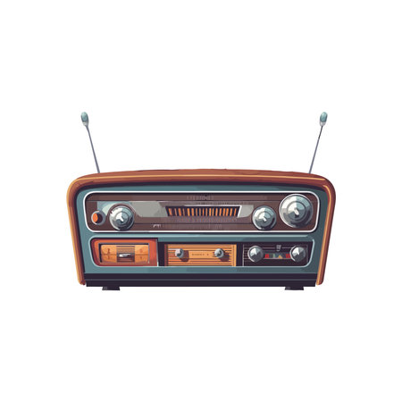 Old fashioned boom box playing nostalgic tunesのイラスト素材