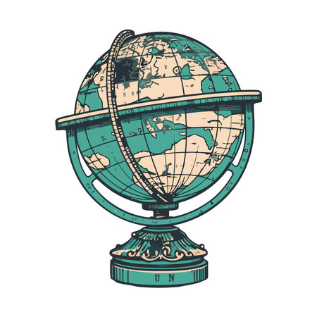 Antique globe symbolizes worlds physical geography journeyのイラスト素材