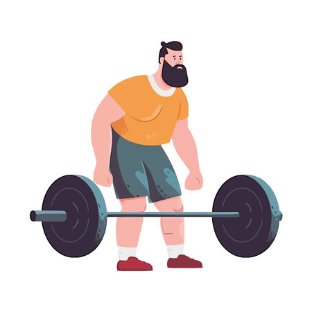 Muscular athlete lifting weights in the gymのイラスト素材